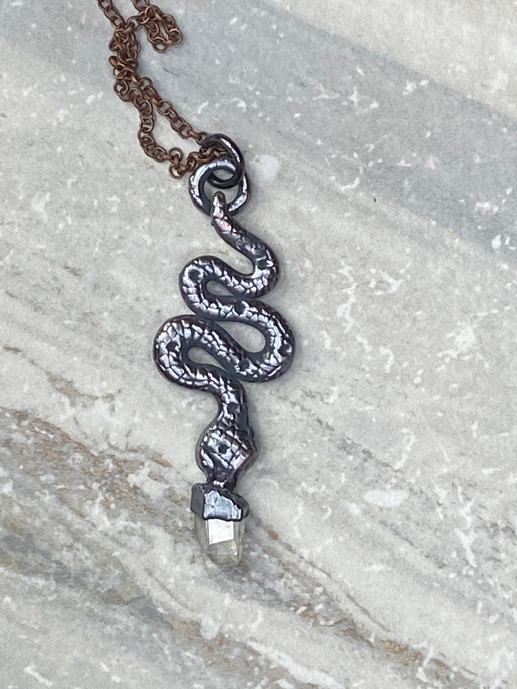 Snake Pendant with Quartz Point