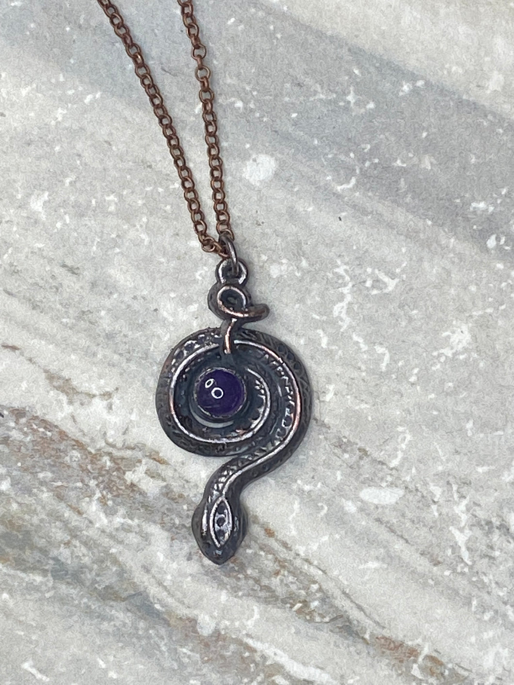 Snake Pendant with Amethyst