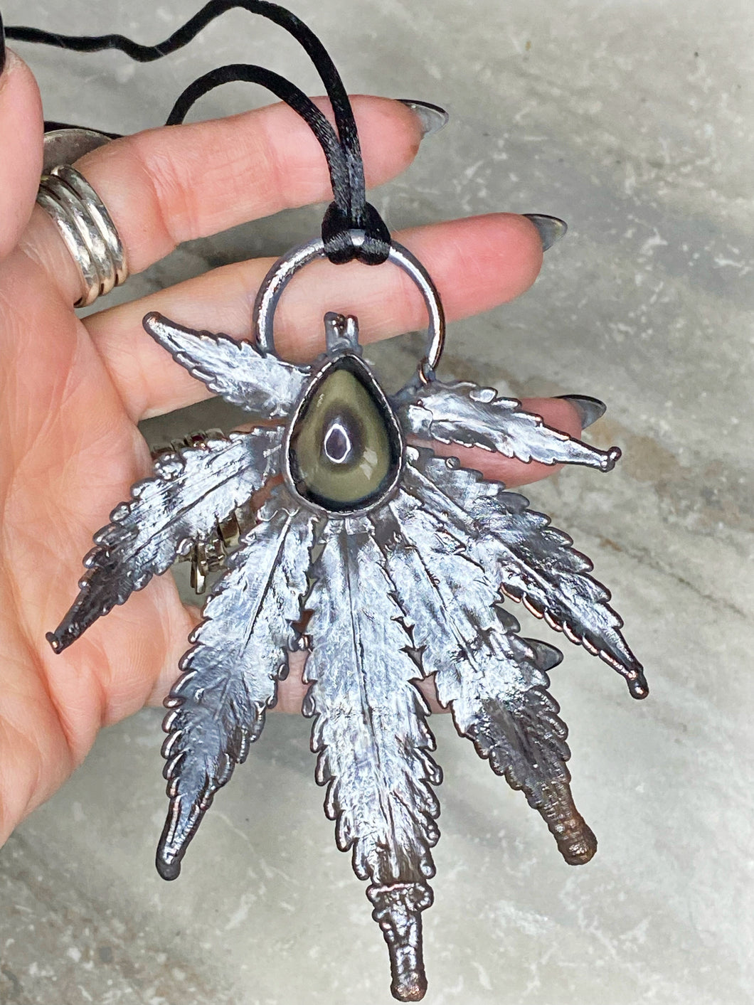 Obsidian Leaf Pendant