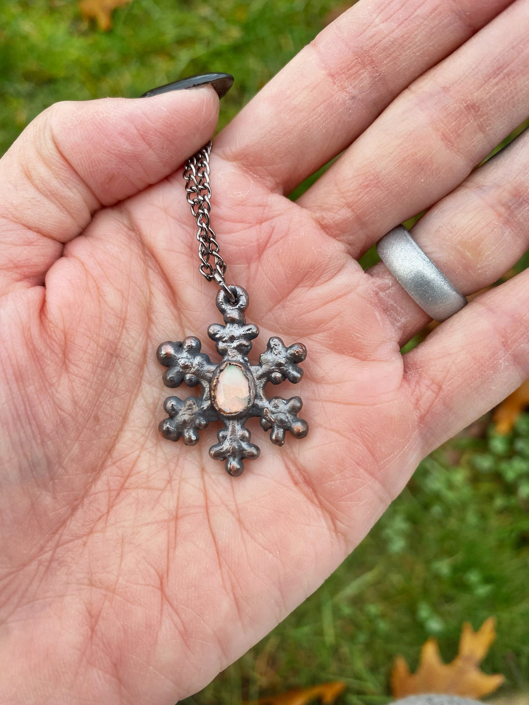 Opal Snowflake Pendant