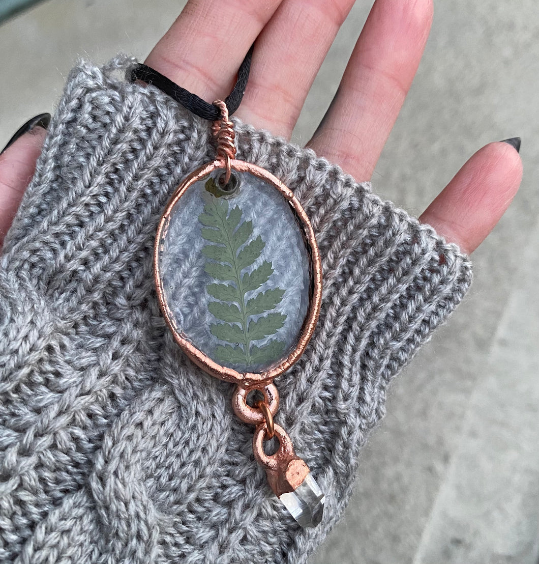 Fern and Copper Pendant