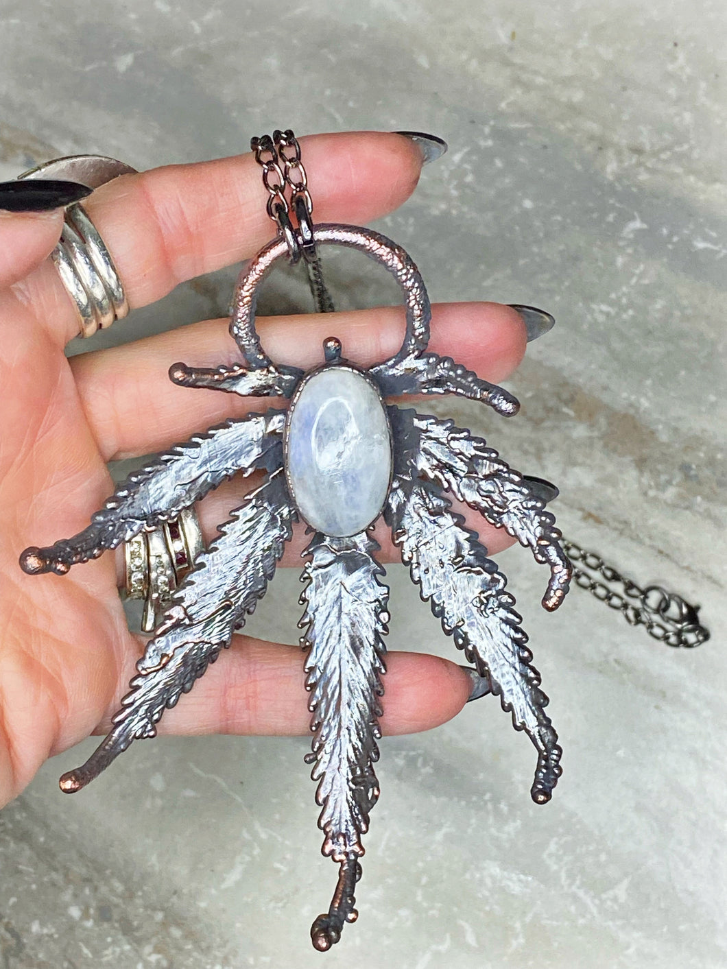 Moonstone Leaf Pendant