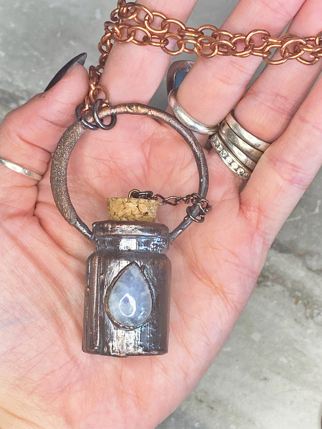 Moonstone Magic Potion Bottle Crossbody Necklace