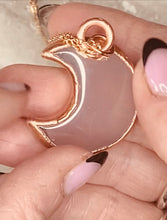 Load image into Gallery viewer, Rose Quartz Moon Pendant
