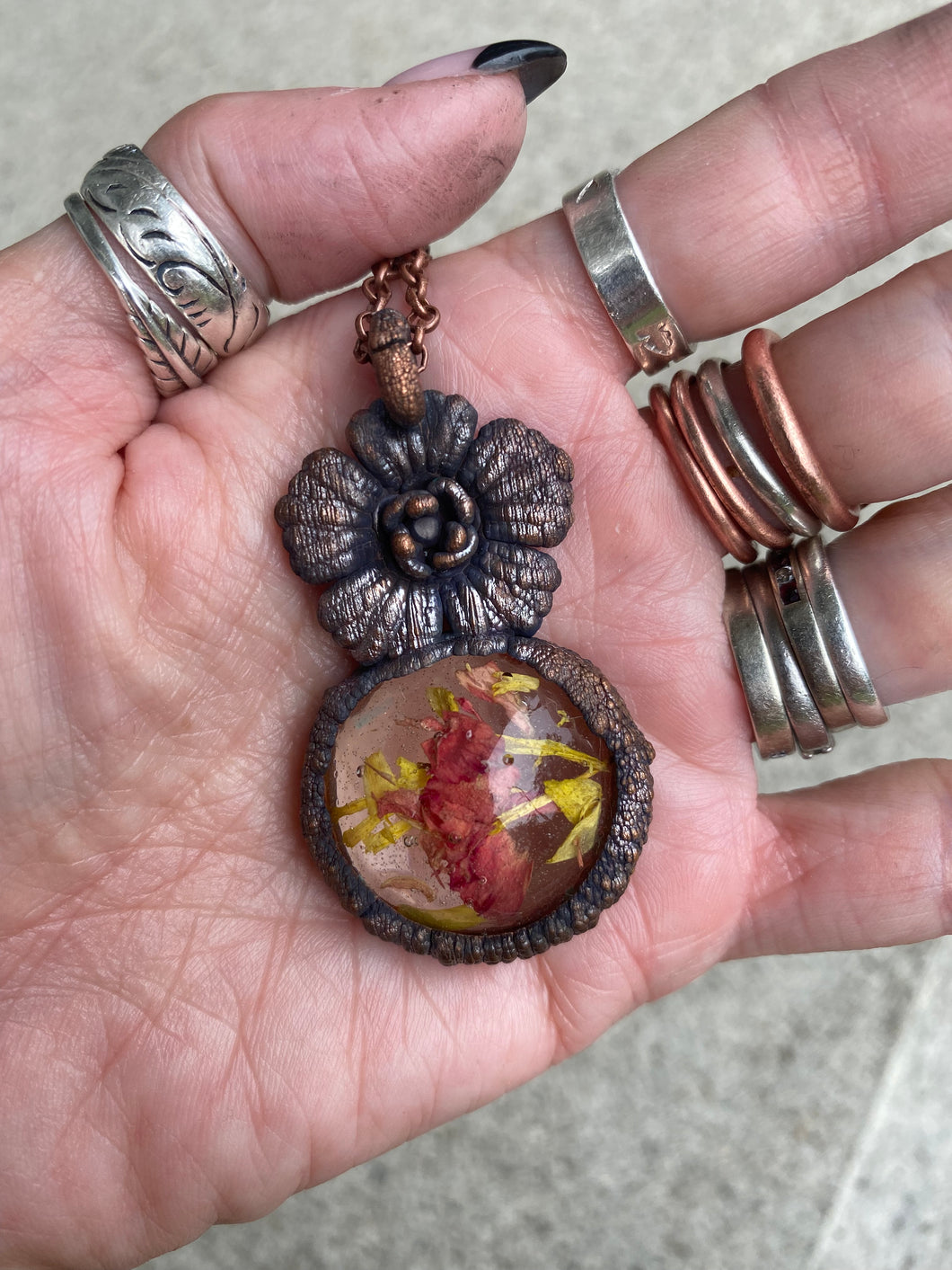 Yellow and Red Flower Pendant